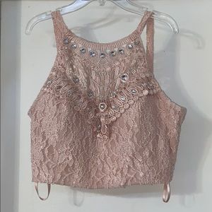 Nude Formal Dress ( 2 Piece , Short )